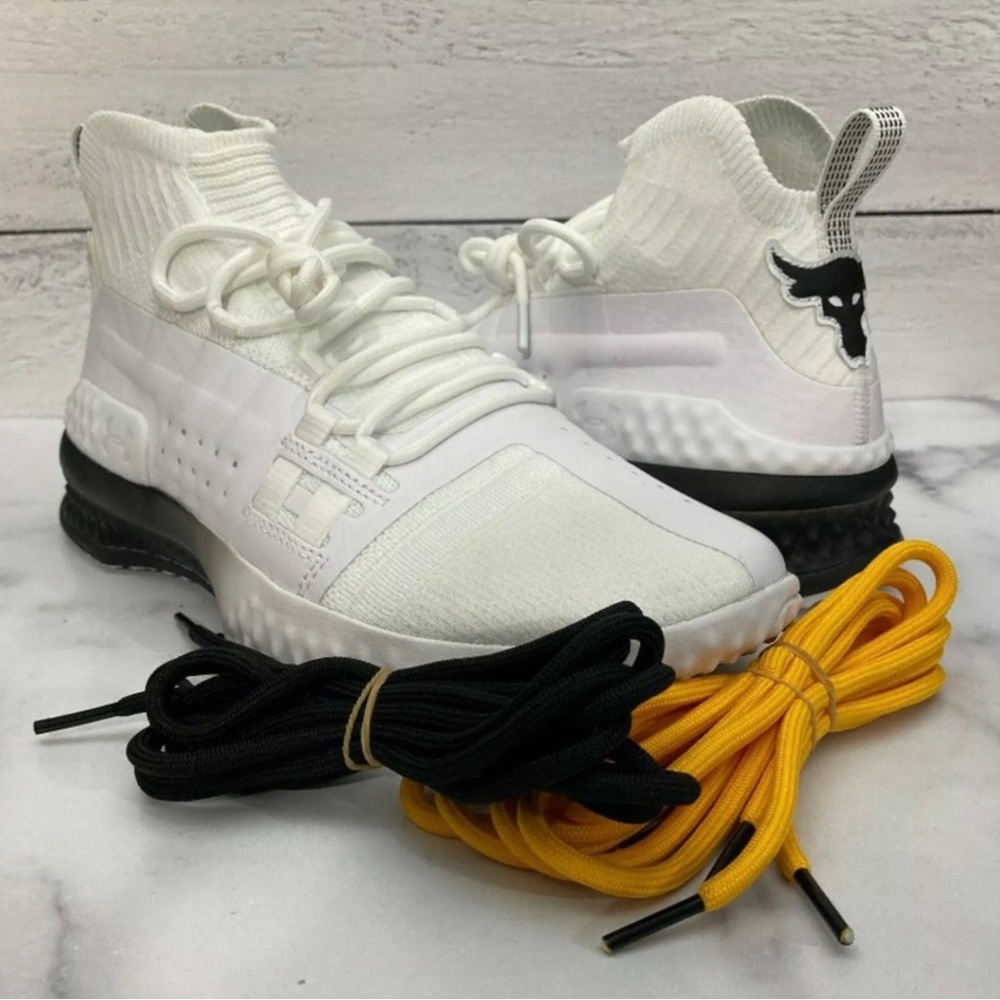 Under Armour x Project Rock Delta White Black Training Shoes Mens sz 9